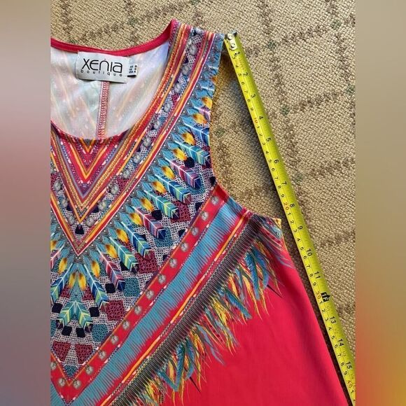 Xenia Boutique bright pink sleeveless dress w bright dreamcatcher design NWOT 4 - Picture 4 of 8